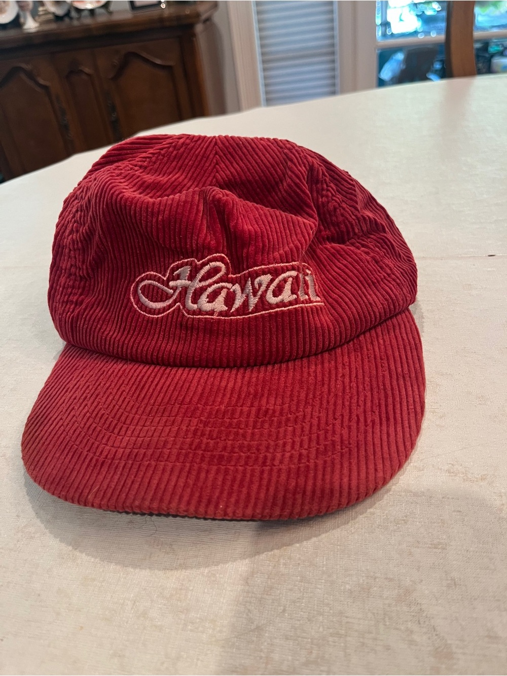 Vintage Red Corduroy 'Hawaii' Embroidered baseball hat. So retro!